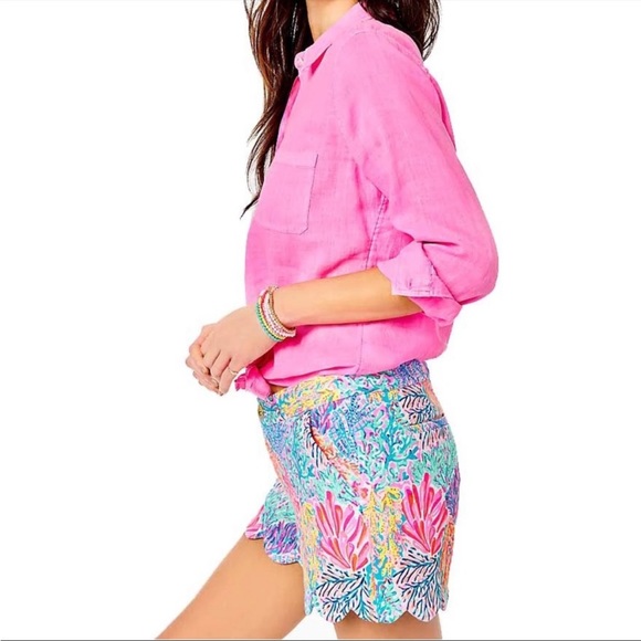 Lilly Pulitzer Buttercup Knit Scalloped Shorts Multi Splashdance Size 10 NWT - Picture 3 of 9